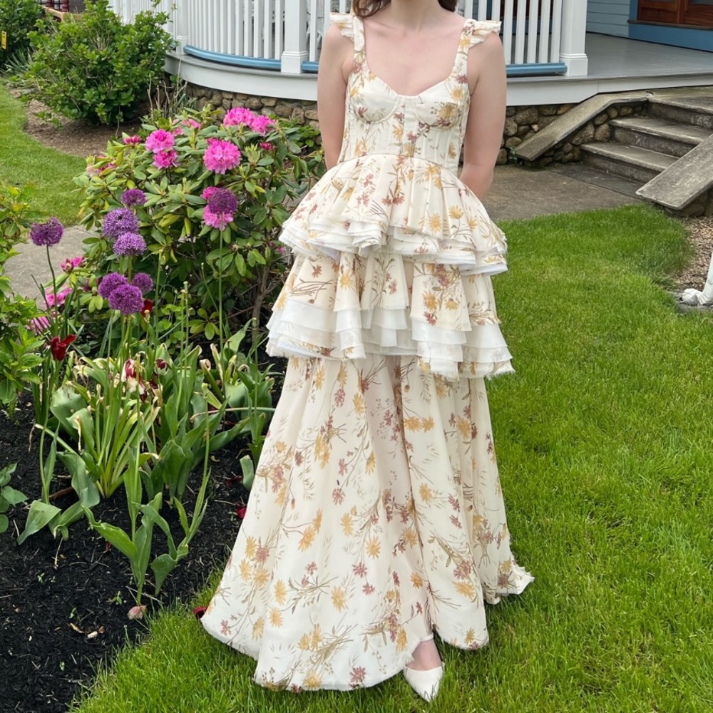 Brock Collection silk floral peplum dress, size 4